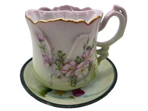 Nippon Porcelain Antique Men's Shaving Cup and Saucer Vanity Set
